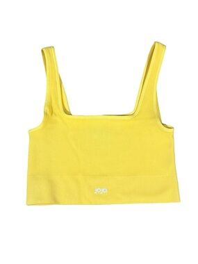 Joja Yellow Ribbed Athletic Crop Tank Top Nylon Spandex Activewear NWOT